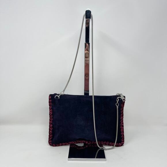 Steve Madden Pegasus Crossbody Shoulder Bag Blue Velvet Gold Sequins Zip Top - Picture 3 of 10